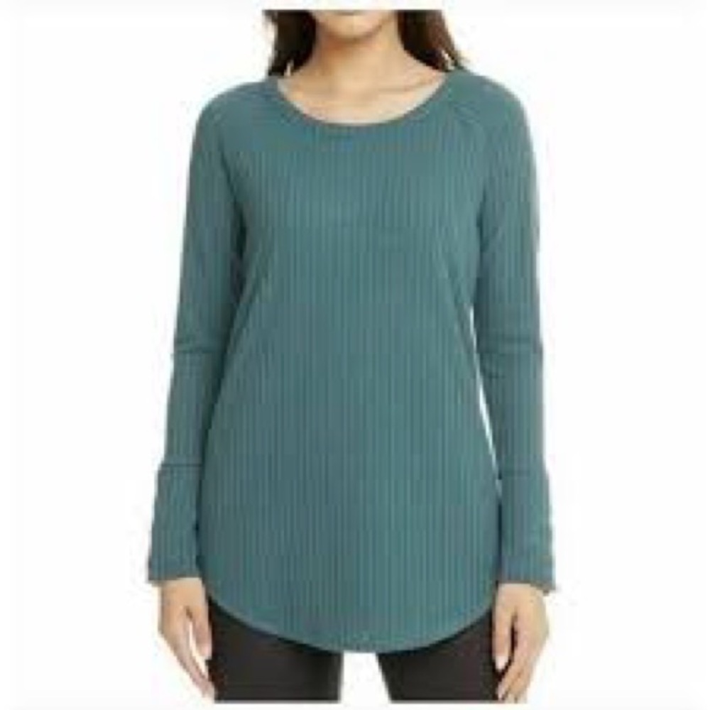 Chaser olive green waffle knit top size L